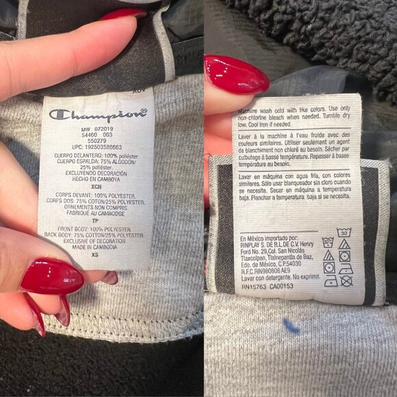 Champion Men's Faux-Fur Half-Zip Hoodie Sherpa Sweatshirt Size XS Cozy Comfy - Picture 10 of 10